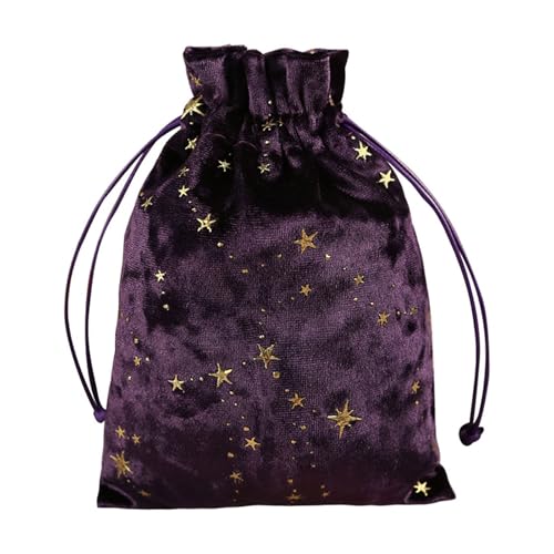 Meiliyizu Mini Drawstring Bag, Drawstring Dices Bag Astrolabes Divinations Tarots Card Bag Board Game Mini Flannelette Jewelry Packaging Storage Pouch, Purple