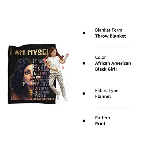 African American Throw Blanket Queen Black Girl Afro Women With Inspirational Quote Flannel Blanket For Living Room Dorm Bed Blanket Soft And Cozy Flannel Blankets For Couch Sofa Chair 60"X50" #TOP7