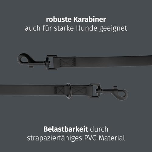 Floxik PVC Hundeleine 2m Schwarz | 3 Längen verstellbare Führleine für mittlere & große Hunde | Schmutz- & Wasserfest | Ideale Umhängeleine für das nächste Abenteuer mit deinem Liebling