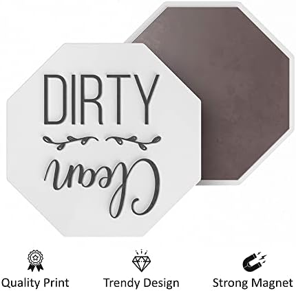 Stylish Clean Dirty Dishwasher Magnet Sign - Ideal Signs for Any Home or Office Kitchen - Nice Decor  Rubber Made  Strong Magnet for Dishwashers, Laundry or Washing Machine.
