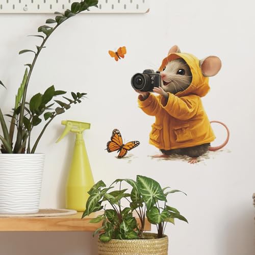 Vinilo Decorativo Ratón Fotógrafo con Mariposas miniatura 5