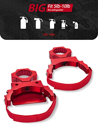 ZIDIYORUO Quick Release UTV Fire Extinguisher Mount Kits (5-10LB), 2pcs Heavy Duty Roll Bar Fire Extinguisher Bracket for UTV, Polaris RZR Ranger, Can Am X3,Kawasaki Teryx (Red)