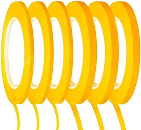 6 Rolls Pinstripe Tape, Thin Masking Tape in 1/8 and 1/4 Inch x 52 Yard, Painters Automotive Masking Tape for Car Detail Auto Paint Art