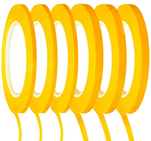 6 Rolls Pinstripe Tape, Thin Masking Tape In 1/8 And 1/4 Inch X 52 Yard, Painters Automotive Masking Tape For Car Detail Auto Paint Art #TOP2