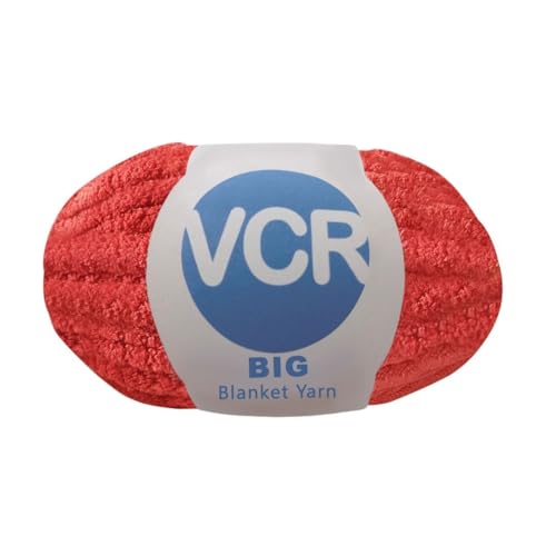 Image of VCR Red Yarn, 200 Grams Big Chunky Hank, 22 Meters Length, Suitable for Knitting Blankets and Pillows, 100% Polyester Yarn Ball for Crochet DIY, Soft Threads, Pack of 1
