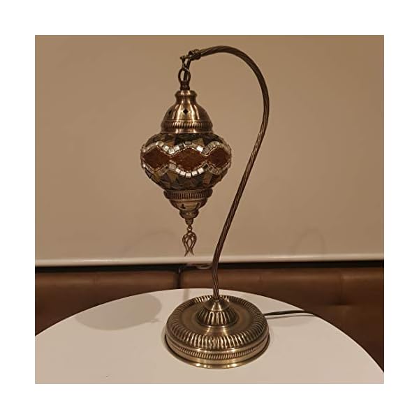 Orientalische  Mosaiklampe "  Schwanenhals "   L (44 cm ) / Türkische  Nachttischlampe  aus Mosaik   " Schwanenhals " /  Orientalische  Nachttischlampe  L / Orient Lamp / Mosaiklampe  L ( 44 cm ) – Bild 7
