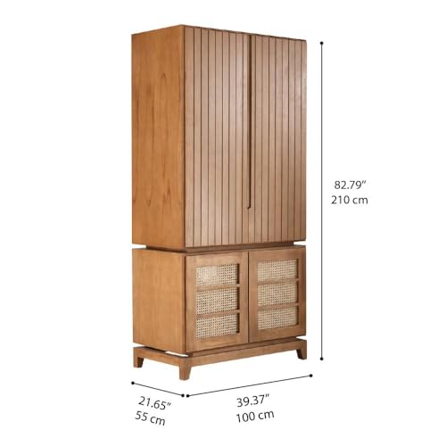 Image of Wakefit Wardrobe | 3 Year Warranty | Solid Wood Almirah, Cupboard for Clothes Storage | 2 Door, 1 Drawer | Kente - Midas Gold