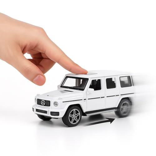 Image of Diecast Mercedes AMG G63 G-Wagon Toy Car - 1:32 Scale Alloy Car with Light & Sound, Pull-Back Off-Road Jeep Toy for Kids & Collectors, Gift for Boys & Enthusiasts (White)