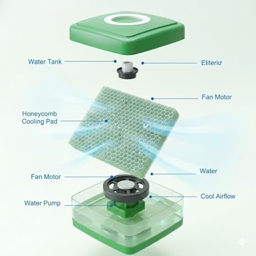 Image of Drumstone Green Desert Cooler Personal Air Cooler with Water Tank, Portable Evaporative Cooling System for Home, Office & Room, Energy Efficient Summer Cooling Solution