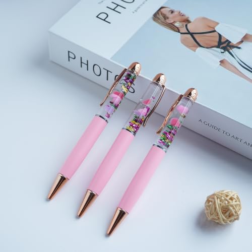 Image of Heart Ballpoint Pen Unique Floating Glitter Stationery Perfect Valentines Birthday Party Favor Gifts(Pink)