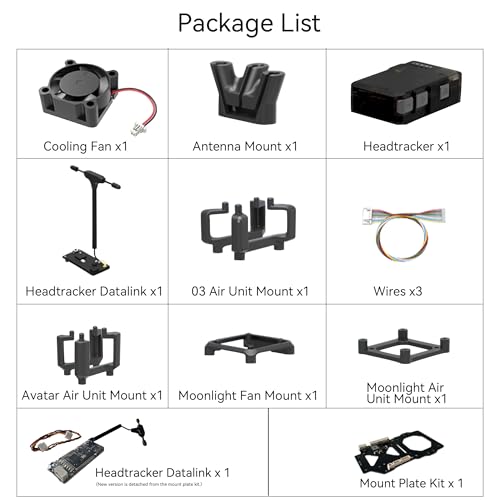 RunCam XF C-20T/C-20D FPV Gimbal Mount Kit with FPV Head Tracking Transmitter & RX,Cooling Fan, Antenna Mount-Compatible with DJI O3,O4,O4 PRO,Walksnail Avatar,Moonlight for RC Cars,Airplanes,Drones