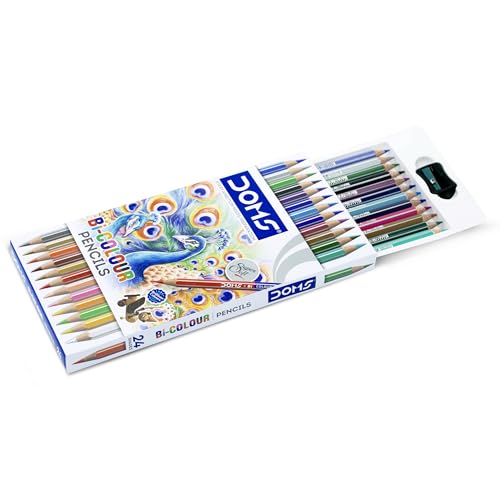 Image of Doms Bi Colours 24 Shades Pencil (12 Nos),Ink Color: Multicolor