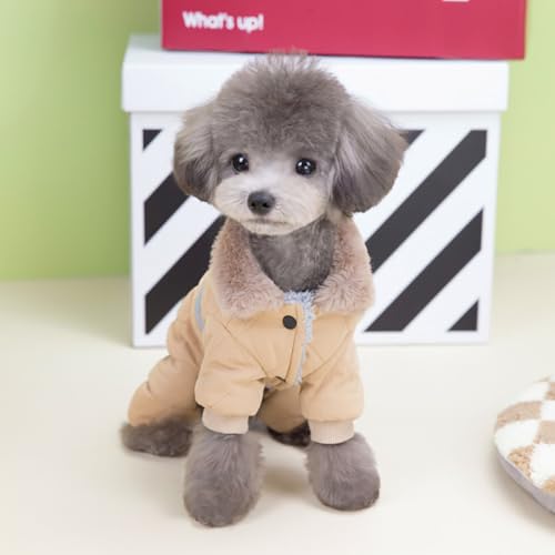 Izefia Hundemanteljacke Winddichter Kalter Wettermantel 4-Beine Warmer Hund Jumpsuit Winter Dicke Kleidung Schneesicherer Mantel Baumwolle Hundemantel für Kleine Hund Mittlere Hundekatze