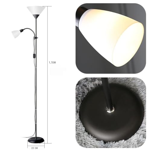 Luminária de Chão Piso Articulada com Duas Lâmpadas, Pedestal de Coluna 1,70m Ideal para Leitura, Sa