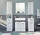 Badezimmer Badschrank Badkommode Standschrank Lina, Holzwerkstoff, weiß Nachbildung/weiß Hochglanz, 30 x 80 x 31 cm