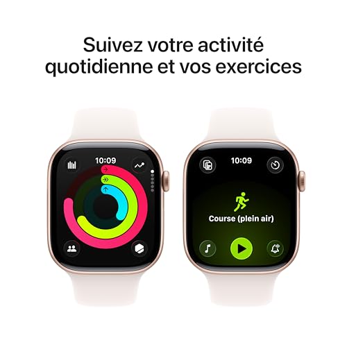 Apple Watch Series 11 [GPS 46 mm] Montre connectée avec boîtier Or Rose et Bracelet Sport Rose Tendre. Score de Sommeil, Moniteur d’activité, Suivi de la santé, écran Toujours activé