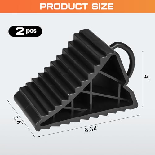 Image of Taifa Wheel Chocks for Travel Trailers, RV Wheel Stoppers Tire Chock with Portable Handle for Camper Cars Trucks etc., Black, 2Packs