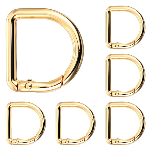 5 PCS D Ring for Purse, 1.18 Inch D Ring Keychain, Gold Metal Keyring Clip for Keychain Belt Backpacks Handbag Purse Strap Hardware, DIY Crafts