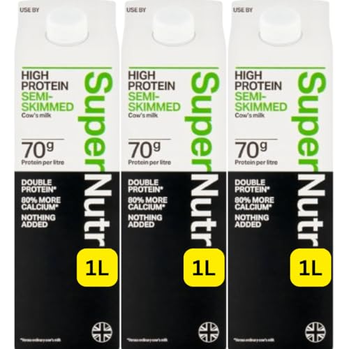 High 70g Protein Fresh Semi Skimmed Milk 1L Supernutrios (3x1L)