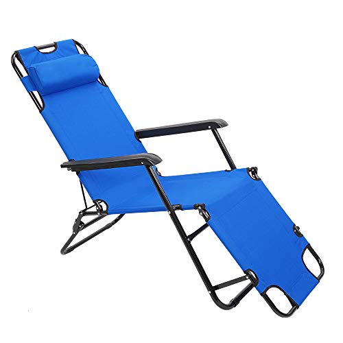 (US Stock) Portable Adjustable Folding Lounge Chair Recliners for Patio