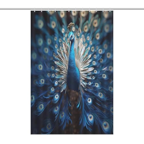 Rideau de douche paon en polyester imperméable 122x183 cm lavable avec 12 crochets