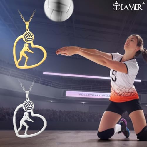 VASSAGO Volleybal Holle Ketting Roestvrij Staal Liefde Basketbal Ketting Minimalistisch Sportsieraad Sleutelbeen Ketting Geschenken voor Meisjes Tieners Jongens, roestvrij staal