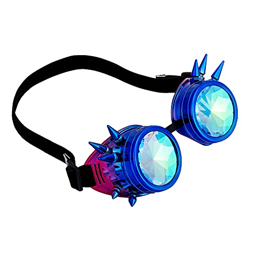 Image of 3-5 Days Delivery Kaleidoscope Rave Rainbow Crystal Lenses Steampunk Goggles