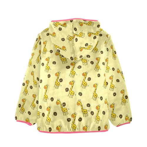 Cartoon Giraffe Toddler Fleece Jacket Baby Girls Hooded Zipper Long Sleeve Thick Warm Outerwear 3-10 Years2