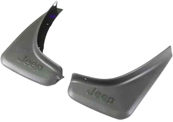 Mopar 82215679AB Molded Splash Guards Help protect the lower bodyside panels from damage caused by gravel, salt and road debris. Rear guards feature Jeep Brand logo. Set of two
