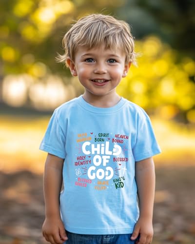 Image of Christian T-Shirts Child of God Shirt Kids Toddler Cute Girls Boys Short Sleeve Tops Graphic I'm A Child of God Tee 2-8 Years