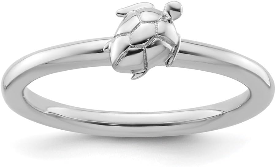 Diamond2Deal Sterling Silver Stackable Expressions Turtle Ring Size 5 to 10
