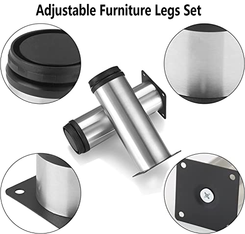 Youery 8 Adjustable Stainless Steel Furniture Legs, 100 mm Height, Thickening Cabinet Legs, Table Legs, Furniture Legs - Image 4