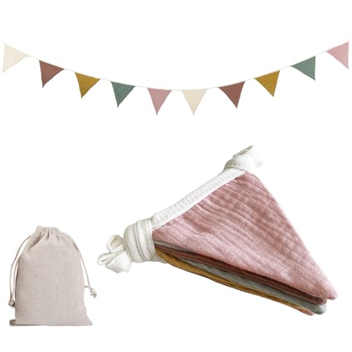 BURGEON Stoff Wimpelkette mit Jutesäckchen