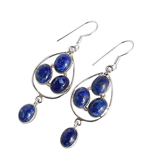 Boucles d'oreilles en lapis-lazuli argent sterling bijoux pierres précieuses bleu