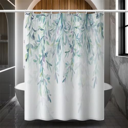Rideau de douche 120x180 cm en polyester avec motifs de vignes vertes