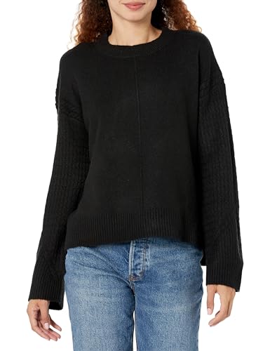 Image of Calvin Klein Women's Crew Neck Cable Sleeve Sweater