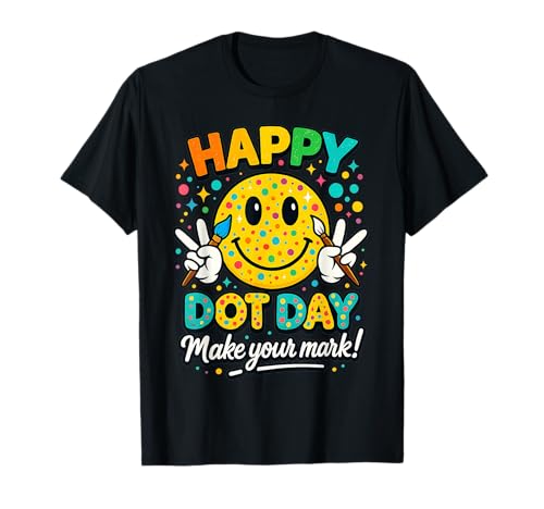 Happy Dot Day Smiley Face colorée à Pois pour Filles, Adolescents et Enfants T-Shirt