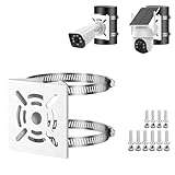 ZT-NET Universal Vertical Pole Mount for Security Camera, Solid Metal Bracket with 2 Loops, Suitable for CCTV Cameras LED Wall/Stage Lights Solar Panels, Pole Brackets, White