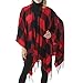 Zando Shawls for Women Open Front Poncho Wrap Printed Tassel Cape Fall Plaid Poncho Shawl Winter Pashmina Shawls and Wraps Fashion Shawl Ponchos Christmas Ponchos for Women Buffalo Red One Size