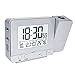 Produktbild OurLeeme Projektionsuhren, Elektronische Wecker Wand Projektionszeit Dimmbares LCD mit Doppelalarm, Schlummerfunktion, 12/24 Stunden, Datum, Luftfeuchtigkeitsanzeige (Silber)
