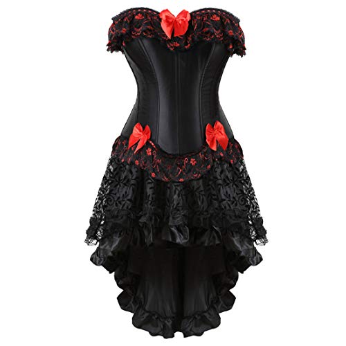 Women Halloween Costume Gothic Victorian Corsets Burlesque Dresses Moulin Rouge Black 6X-Large