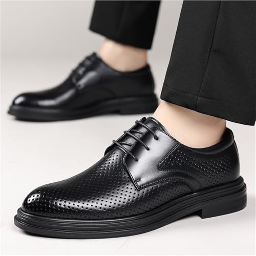 Men's Breathable Hollow-Out Leather Oxfords Business Casual Dress Shoes Soft Comfortable Perforated Formal Office Shoes2