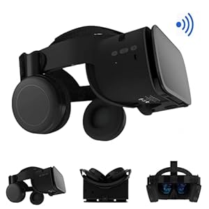 3D Virtual Reality Headset for Adults and Kids 3D VR Games Movies Play, Wireless VR Glasses for iPhone and Android Phones, Foldable VR Goggles with Bluetooth Headphones, Black