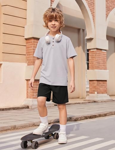 Image of Arshiner Boy's Textured Button Up Shirt and Shorts Set 2 Piece Summer Beach Outfit for 5~12 Years Kids