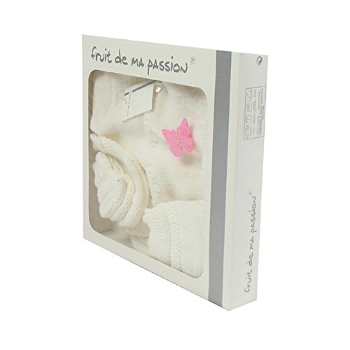 Coffret Ensemble brassière 4 pièces 0 à 3 Mois blanc et rose - Motif Papillon