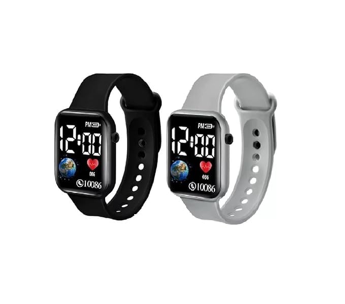 MTSH Square Dial Colorful LED Digital Combo Watch for Kids – Waterproof Sports Watch for Baby Boys & Girls (Age 4-15 Years) | Date & Time Function | Ideal Gift for Diwali & Birthdays