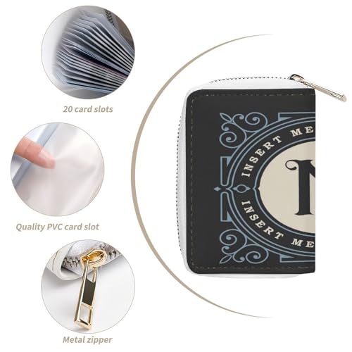 Women Leather Coin wallet, Key Change Organizer Zipper Card Holder Purse Clutch Pouch Pocket 4.5x3.15 in Print Monogrammed Letter M4