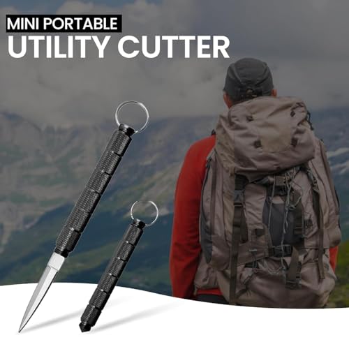 Image of Pocket Cutter & Emergency Window Breaker with Keychain | Stainless Steel Utility Knife for Box Opening, Letters & Travel | Compact Car Escape Tool, Self-Defense & Outdoor Survival Gear (Black)