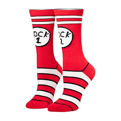Cool Socks Novelty Crew Socks Women's Dr. Seuss Sock 1 Sock 2, Graphic Print, Large Cover