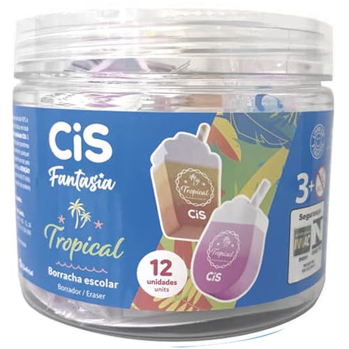 Borracha Escolar, Cis Fantasia Tropical, Pote com 12 Unidades, Sertic